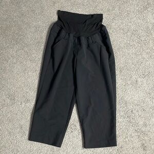 Duo Maternity Black Pull On Dress Pant Capris With Belly Band | Size Medium